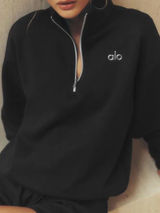 NWT $148 ALO Yoga 1/4 quarter zip accolade black silver XS mens fits s m women’s Photo 0