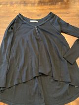 Free People We The Free Citrine Top Women’s Small Thermal Long Sleeve Black Photo 0