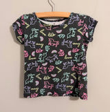 One Step Up T-Shirt Girls M 5/6 Black Neon Unicorn Rainbow Love Print Tee Photo 0