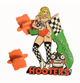 Hooters Daytona Pin-Up Girl Metal Lapel Pin owl Rubber Clasps Photo 0
