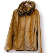 Austin Clothing Co. Tan Suede Jacket Winter Coat Small Faux Fur Lined Hooded Photo 0