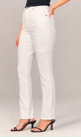 Abercrombie & Fitch High-Rise Straight Leg Jeans in White Photo 0