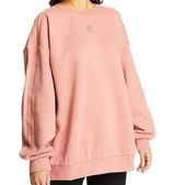 Adidas Crew Neck Sweatshirt Embroidered Shimmer Logo Oversized Ash Pink L NWOT Photo 0