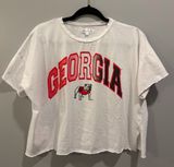 Stewart Simmons University of Georgia Bulldogs Logo Cropped Rolled Hem Tee White Photo 0