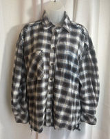 BDG‎ Urban Outfitters Navy Plaid Hi-Low Flannel Shirt Frayed Grunge Size 0439 Photo 0