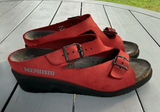Mephisto Red Leather Nubuck Wedge Slide Sandals Shoes Womens Size EU 38 US 7 Photo 0