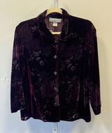 Vintage Carol Anderson California Burnout Velvet Floral Blouse Top Burgundy Lg Photo 0