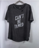 Aerie Women’s M Charcoal Gray “Can’t Be Tamed” Distressed Graphic T-Shirt Photo 0