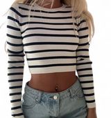 Zara Long Sleeve striped crop top Photo 0