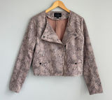 Haute Monde Faux Snakeskin Moto Jacket Boho Zip Up Lightweight Going Out Medium Photo 0