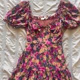 the Label Soho Floral Sweetheart Puff Sleeve Midi Dress Photo 0