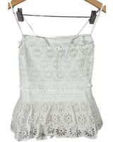J. Crew Jessie Eyelet Smocked Peplum Top White Cotton‎ Size S NWT BR650 Photo 0