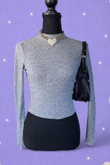 Vintage Y2K Ambiance Ribbed Mock Neck Crop Top Coastal Old Money Size Small 🤍 Photo 0