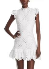 Aqua mock neck lace shift dress Photo 0