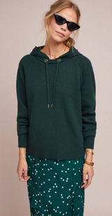 Anthropologie Moth Lania Hoodie Pullover in Emerald Green Medium Fall‎ Winter Photo 0
