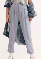 NWT Free People Faded Love Linen Blend High‎ Waist Pants Women's Size 27 Blue Photo 0