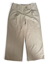 Zara Womens XL Wide Leg‎ Trousers Taupe Beige Gold Lion Button High Rise Pleated Photo 0