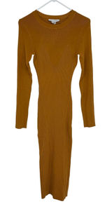 Baltic Born Huntington Ribbed Sweater Dress Camel Mustard Yellow Medium Bodycon Photo 0
