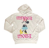 Disney Minnie Mouse White Hoodie Sweatshirt Women's Size S Pink Graphic Print Photo 0