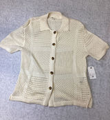 Billabong S/S Cool Down Sweater White Crochet Button Up Cardigan XS‎ 24B073505 Photo 0