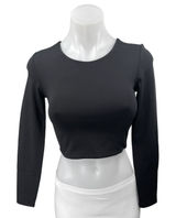 Aritzia Babaton Contour Black Long Sleeve Crew Neck Crop Shirt Sweater Top Sz S Photo 0