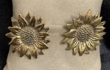 Vintage Earrings Sunflower Clip-On Gold Tone Beautiful Photo 0