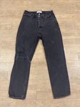 Abercrombie & Fitch Curve Love The Dad High Rise Black Jeans Distressed Size 6R Photo 0