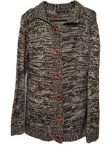 Carol Rose Cardigan Knit Sweater Size Large Brown Cream Button‎ Down Photo 0