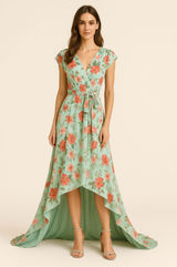 ELIZA J Floral Belted Maxi Dress Sz‎ Mint Green Sz 10 Photo 0