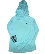 Victoria's Secret PINK Logo Sport AQUA Hoodie TURQUOISE Shirt THUMBHOLE large Photo 0