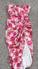 Floral Pink Midi Dress Photo 0