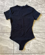 Quince NWOT Womens Organic Cotton Short Sleeve Bodysuit Black Size M CMSL001 Photo 0
