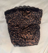 Leopard Print Lace-Trim Tube Top - Brown/Black Photo 0