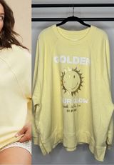 Aerie Golden Hour Glow Graphic Oversized Crewneck Sweatshirt size XL Beachy Photo 0