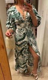 By Johanna Ortiz Linen maxi Dress Boho Puffy Sleeves Dress Floral Print Photo 0