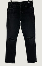 Citizens of Humanity Rocket Crop Women's Sz 25 Black Distressed Skinny Jeans EUC Photo 0