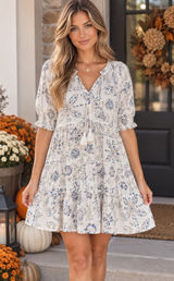 Sonoma Goods For Life Floral Cotton Blend Tiered Tassel Mini Dress M NWT Photo 0