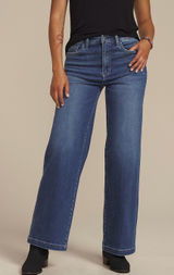 NWT Flying Monkey Stretch Dark High Rise Wide Leg Relaxed Fit Jeans Size 32 x 32 Photo 0