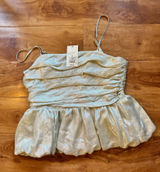 A New Day Women’s Metallic Silver Ruched Peplum Cami Top Size M New With Tags Photo 0