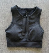 OFFLINE‎ by Aerie Goals Ribbed 1/4 Zip Sports Bra Charcoal Gray Small S/P/CH Photo 0