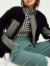 Free People Rivington Jacket Black Olive Sz L NWT Photo 0