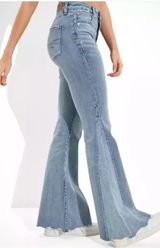 American Eagle Mid Rise Festival Flare Raw Hem Jeans Blue 0 Photo 0