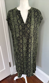 ANTHROPOLOGIE Rachel Tunic Dress in Green Snake Print Short Sleeve Size Medium Photo 0