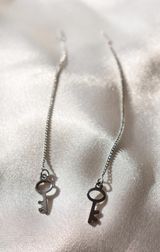 Platinum Plated Silver Key Threader Earrings  Photo 0