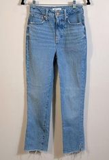 Madewell The Curvy Perfect Vintage Raw Hem Distressed Jean Women Blue 23T Tall Photo 0