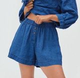 Women’s Lounge Linen Boxer Shorts *flaw | Blue | XL Photo 0