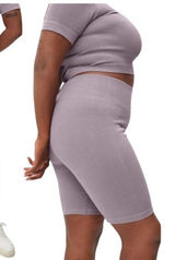 Everlane Purple Lilac Seamless High Rise‎ Knit Ribbed Bike Shorts Size XS/S NWT Photo 0