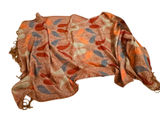 Pashmina JS Ondo Paisley Scarf Shawl‎ Wrap Orange Blue Fringe Boho Classic Photo 0