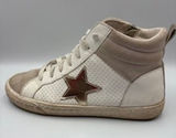 Vintage Havana High Top Sneakers White Grey Gold Star Zip Preppy Sorority 8.5 Photo 0