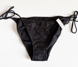 NWT Victoria's Secret Womens Black Floral Lace Side Tie Teeny Bikini Bottom S Photo 0